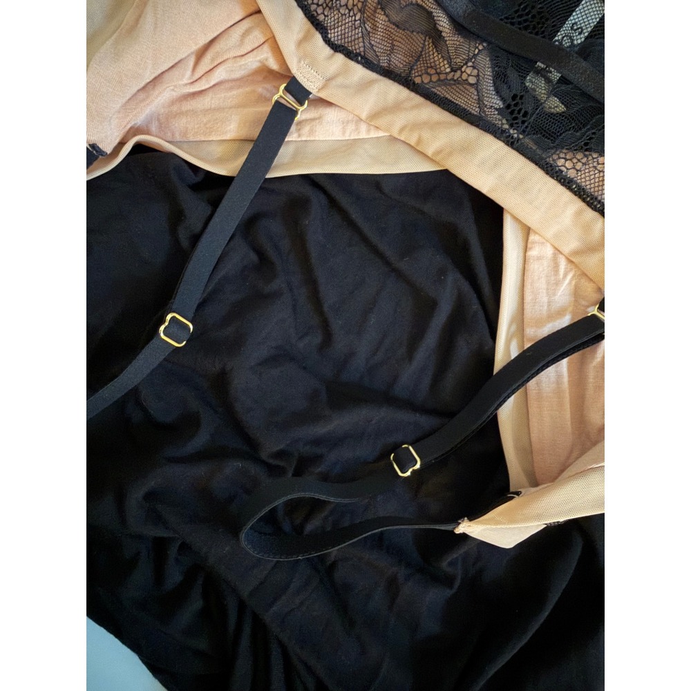 Soma Cool Nights Nightgown and Robe Set Black Pink Lace Trim Medium 2 Piece Set - Picture 8 of 15